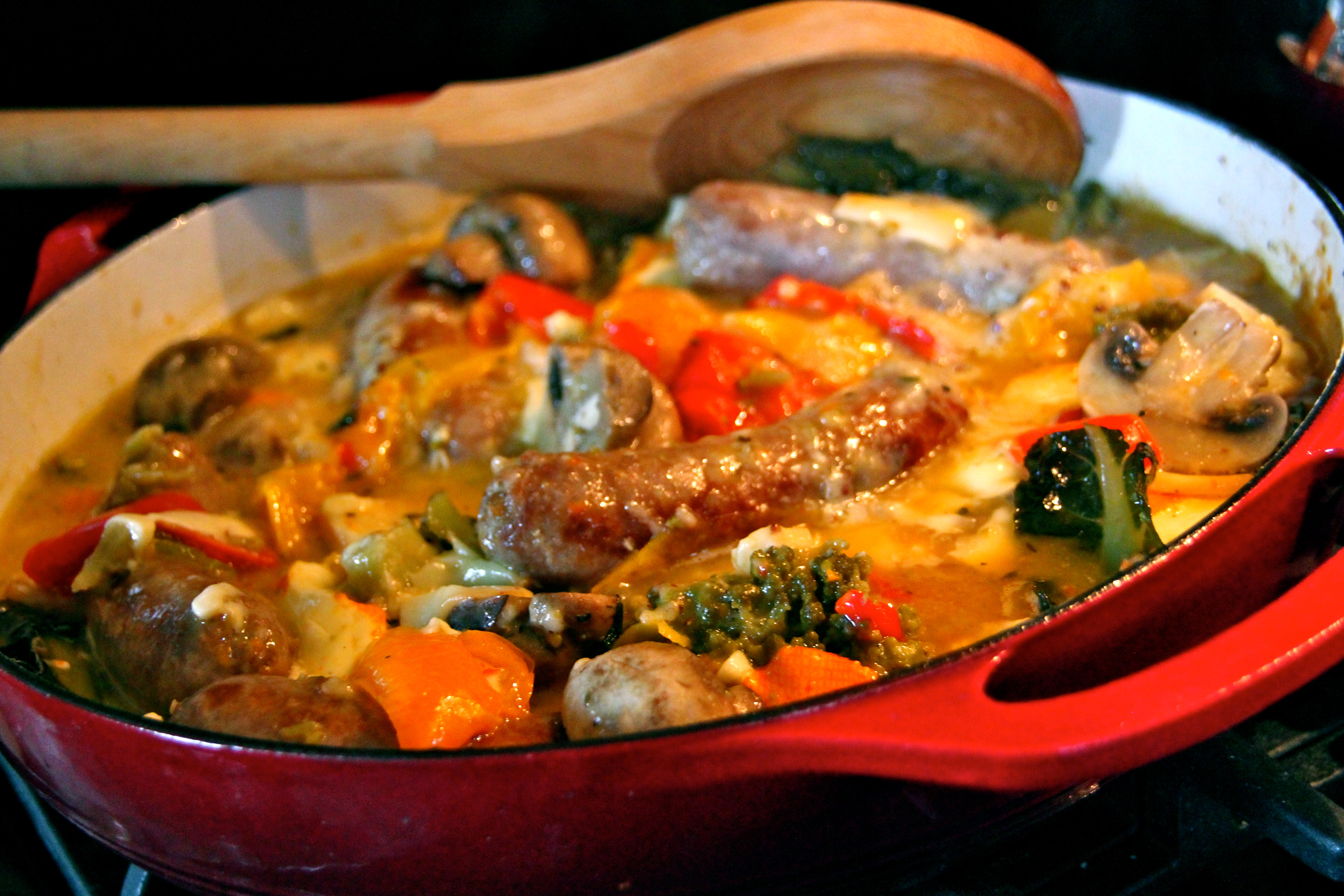 Summer Vegetables , Sausage, French cuisine, easy one pot meal