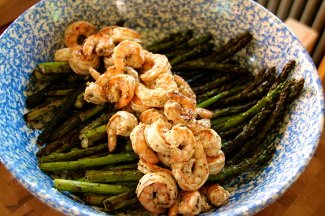 Crevettes Et Asperges Grillé