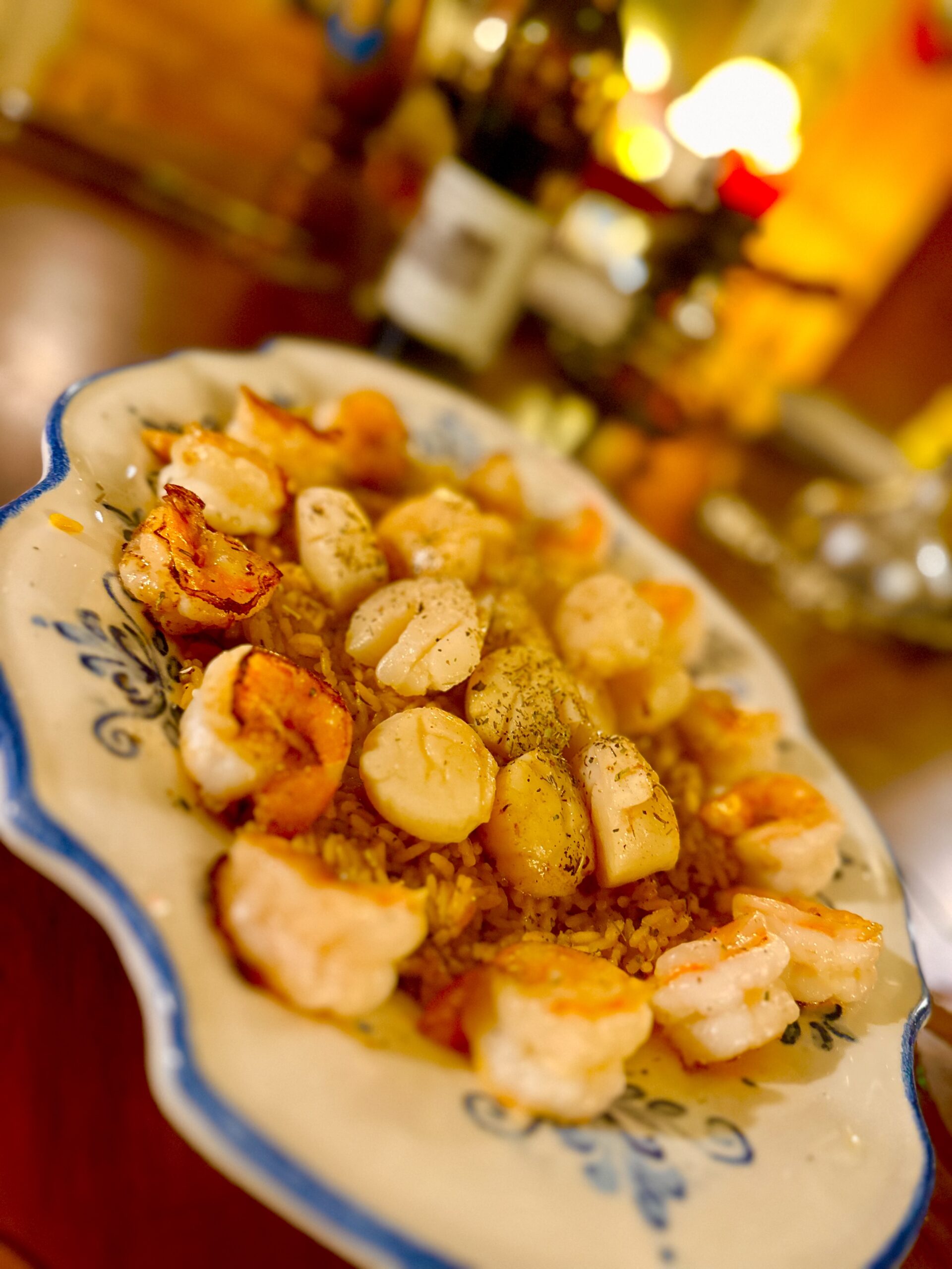 Succulent, Tender Scallops and Shrimp on Herbed Rice!
